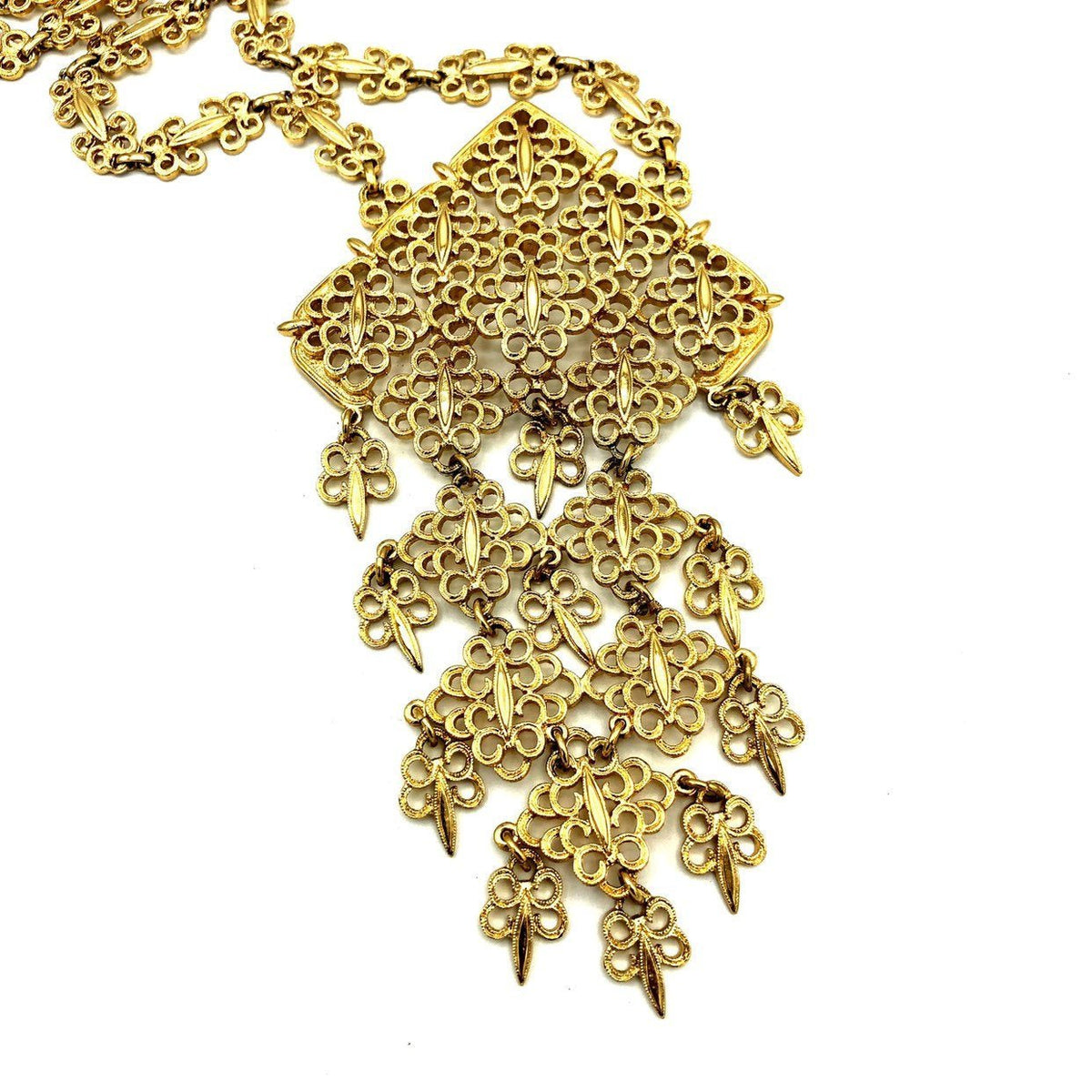 Vintage Monet Gold Filigree Statement Pendant - 24 Wishes Vintage Jewelry