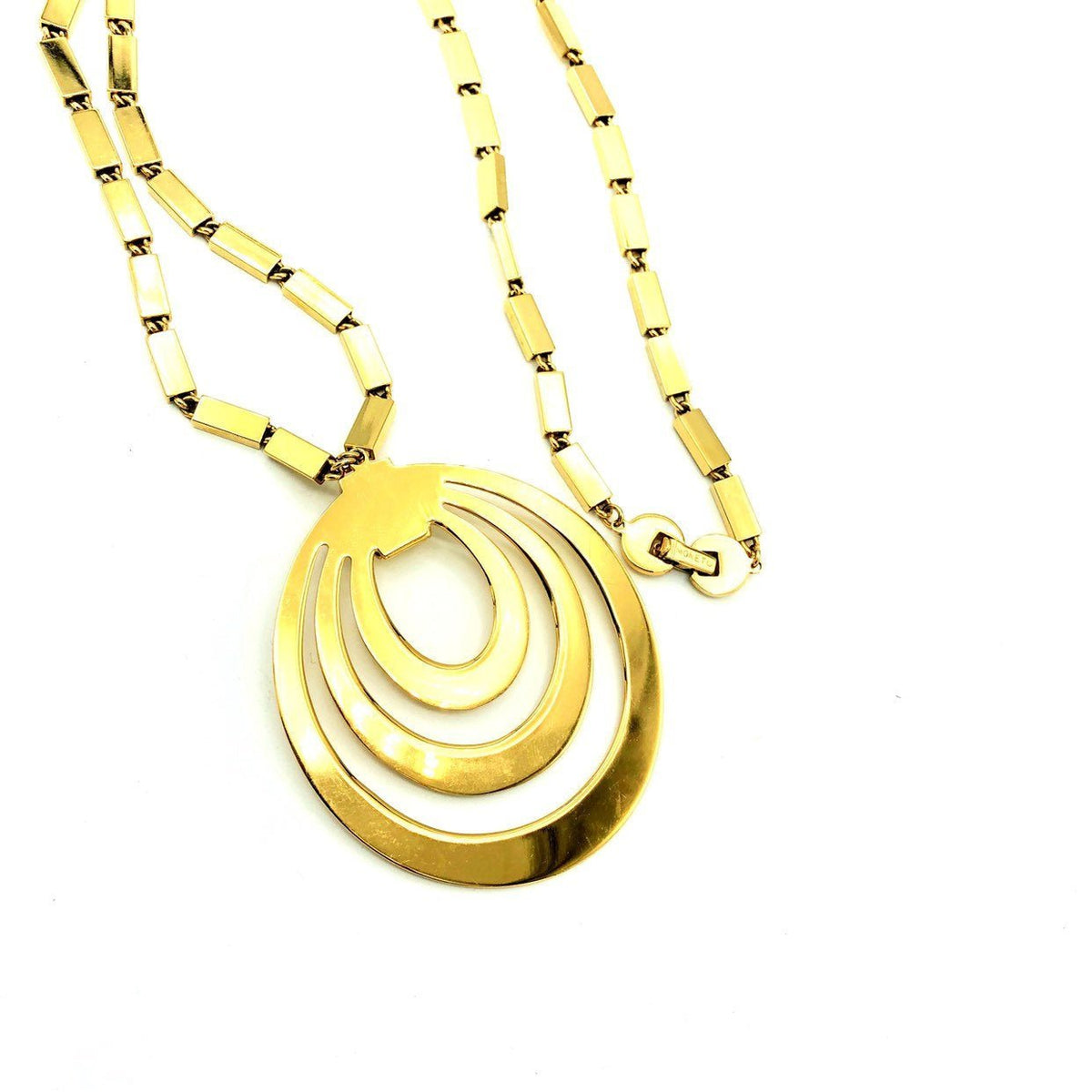 Vintage Monet Gold Long Abstract Layering ‘Tournee’ Pendant - 24 Wishes Vintage Jewelry