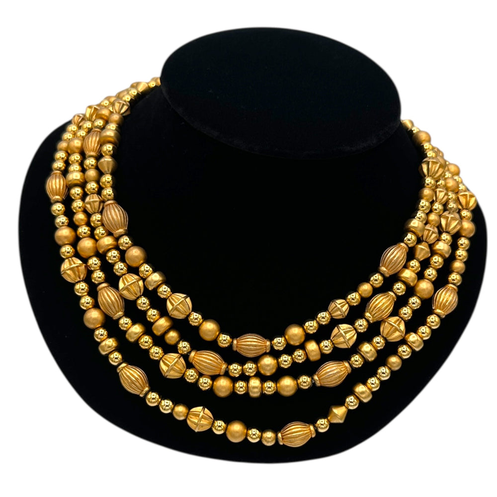 Necklaces & PendantsVintage Monet Gold Plated Four Strand Layered Bead Necklace