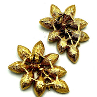 Vintage Monet Marquise Clear Rhinestone Floral Pierced Earrings - 24 Wishes Vintage Jewelry