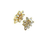 Vintage Monet Marquise Clear Rhinestone Floral Pierced Earrings - 24 Wishes Vintage Jewelry