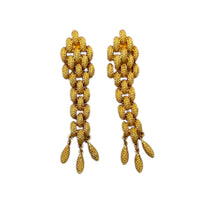 Vintage Monet Signed Gold Textured Chain Dangle Earrings Long Statement Designer Jewelry 24 Wishes Vintage Jewelry