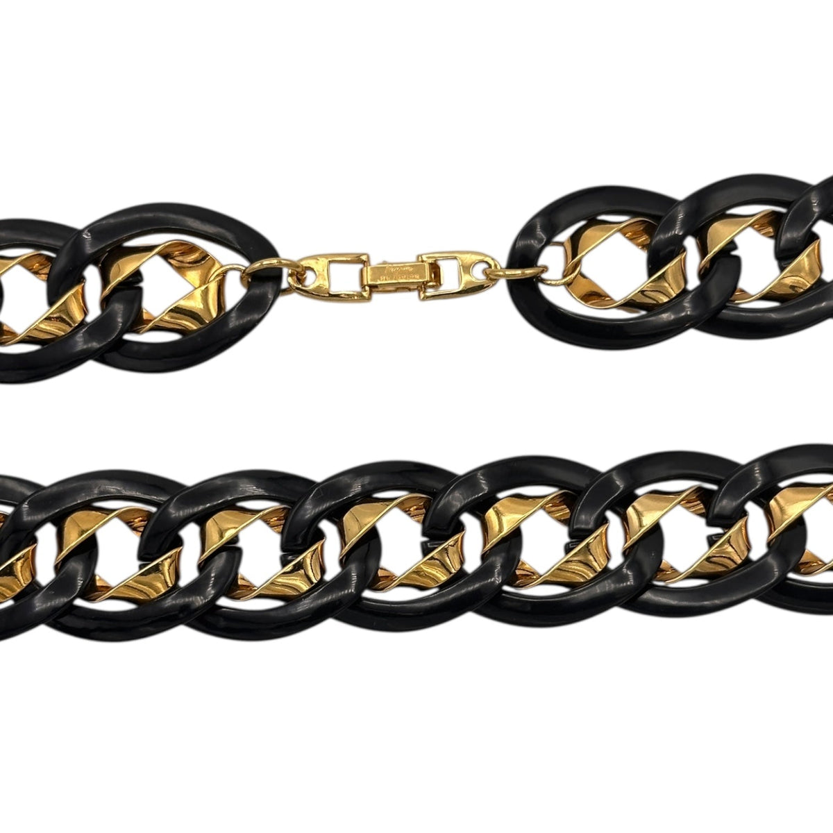 Necklaces & PendantsVintage Napier Black and Gold Curb Link Necklace with Fold - Over Clasp
