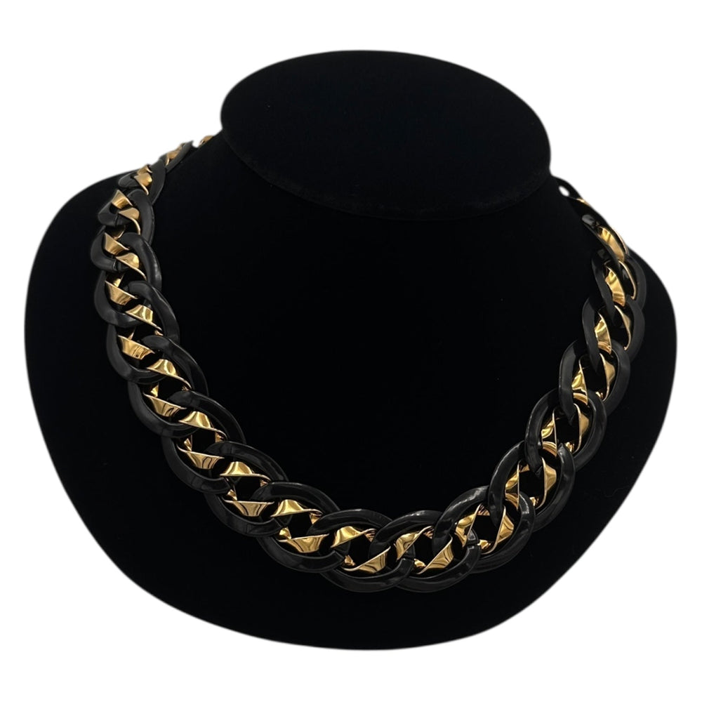Necklaces & PendantsVintage Napier Black and Gold Curb Link Necklace with Fold - Over Clasp