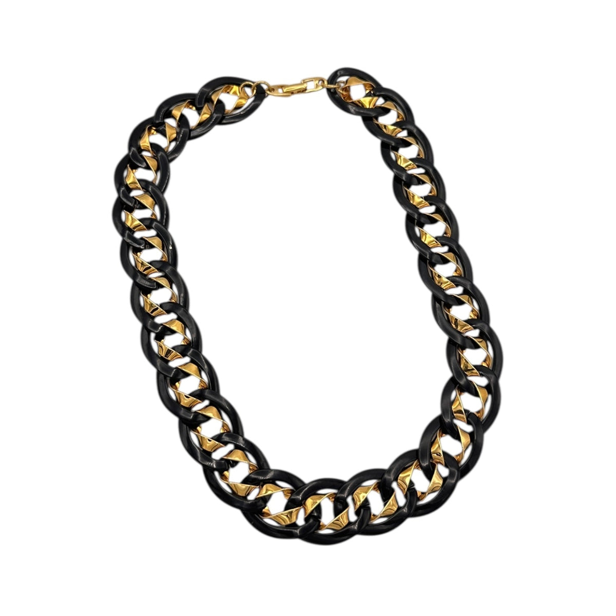 Necklaces & PendantsVintage Napier Black and Gold Curb Link Necklace with Fold - Over Clasp