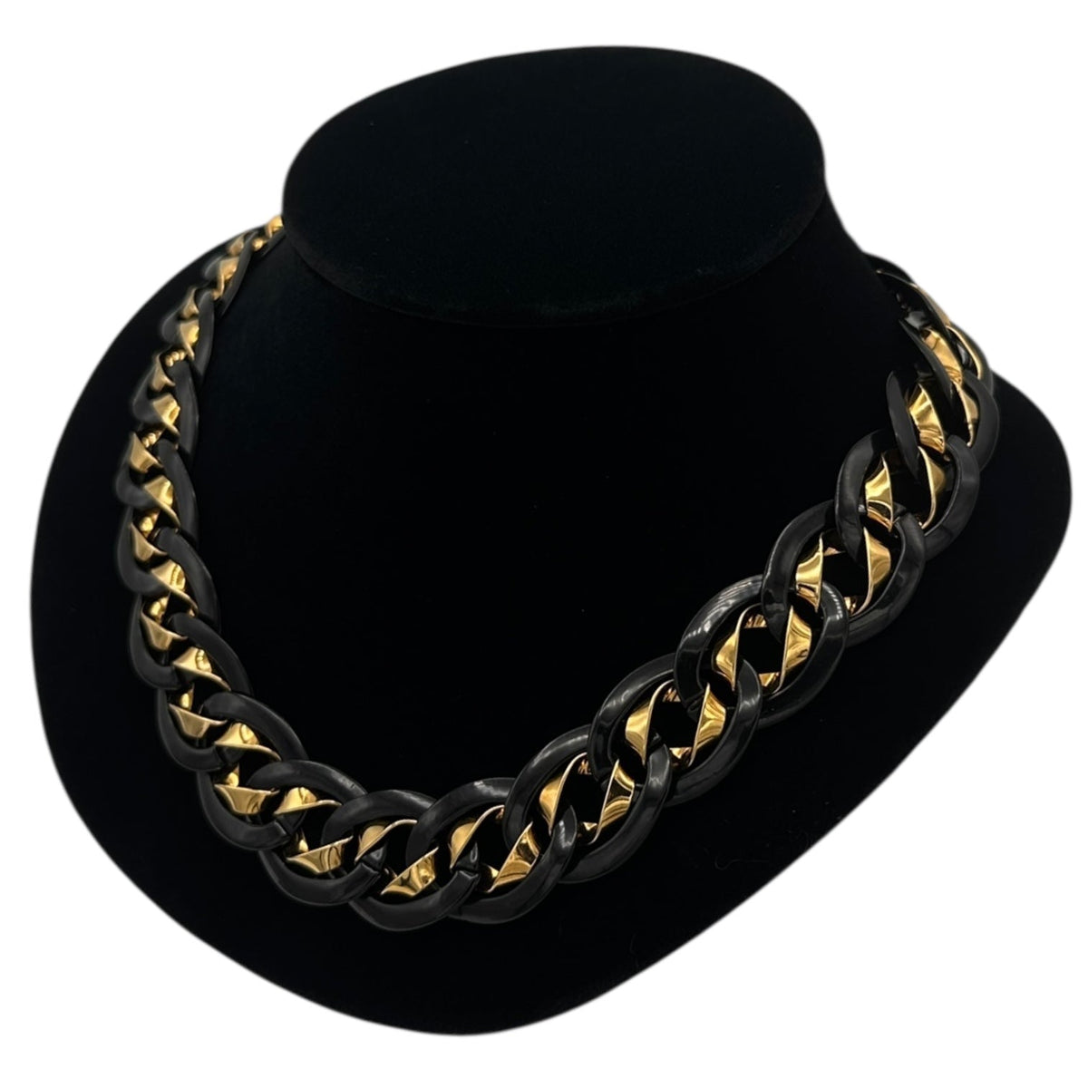 Necklaces & PendantsVintage Napier Black and Gold Curb Link Necklace with Fold - Over Clasp