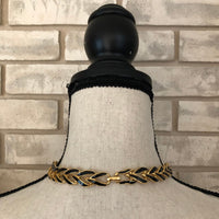 Vintage Napier Classic Gold & Black Enamel Link 'Riviera' Necklace - 24 Wishes Vintage Jewelry