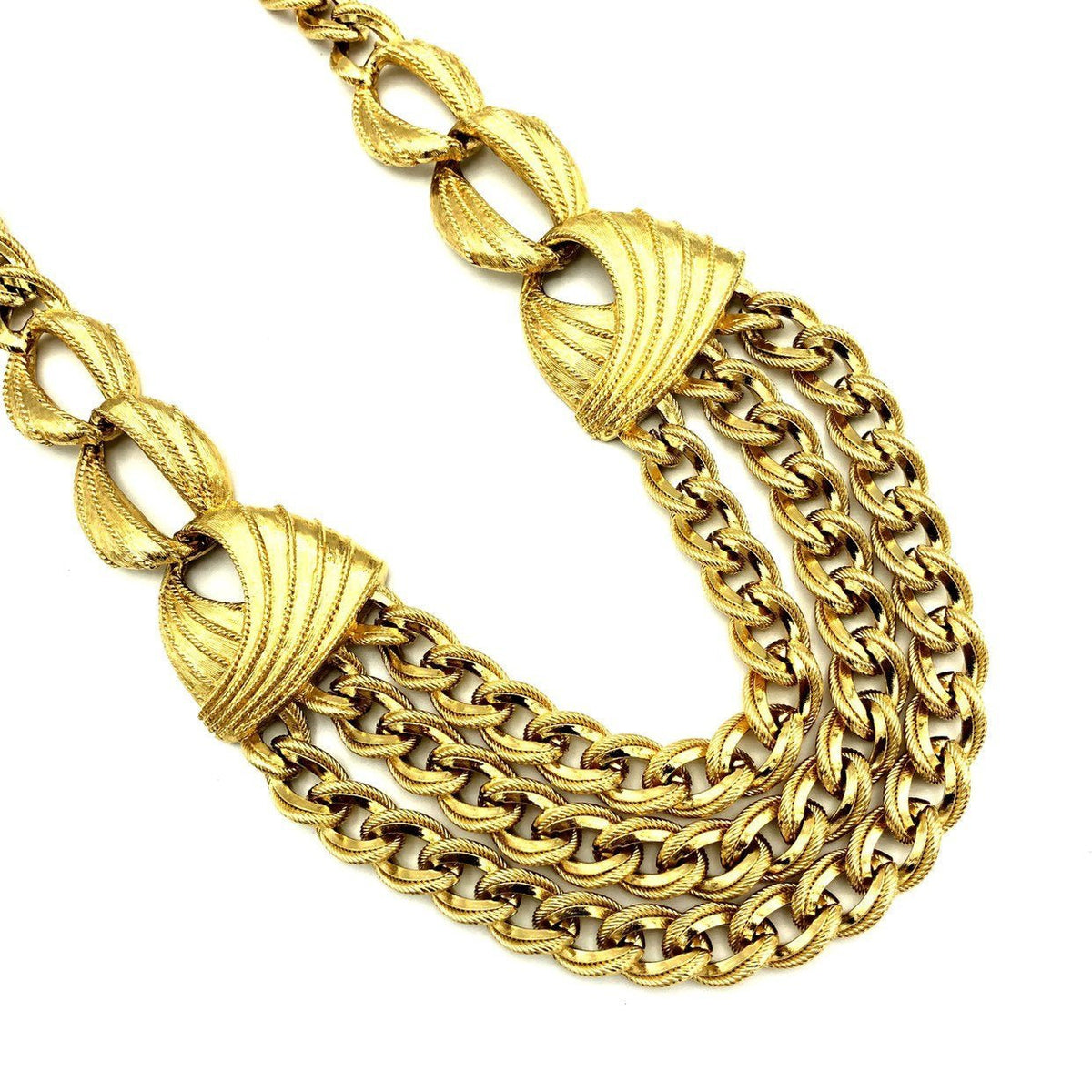 Vintage Napier Gold Chain Classic Layered Bib Necklace - 24 Wishes Vintage Jewelry