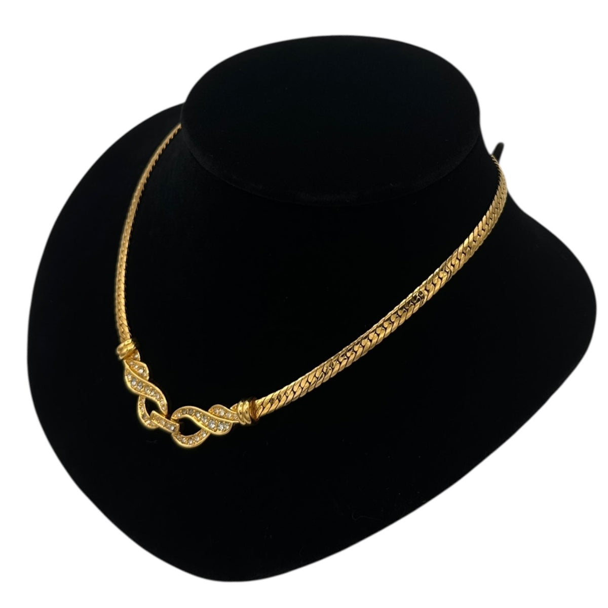 Necklaces & PendantsVintage Napier Gold Flat Curb Chain Rhinestone Necklace