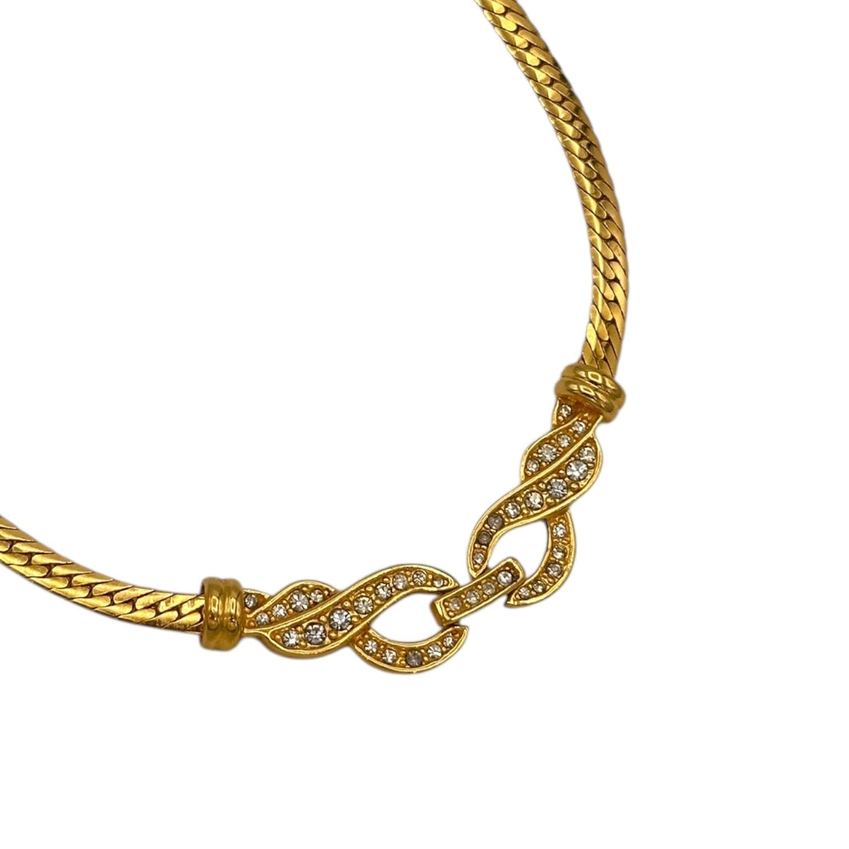 Necklaces & PendantsVintage Napier Gold Flat Curb Chain Rhinestone Necklace