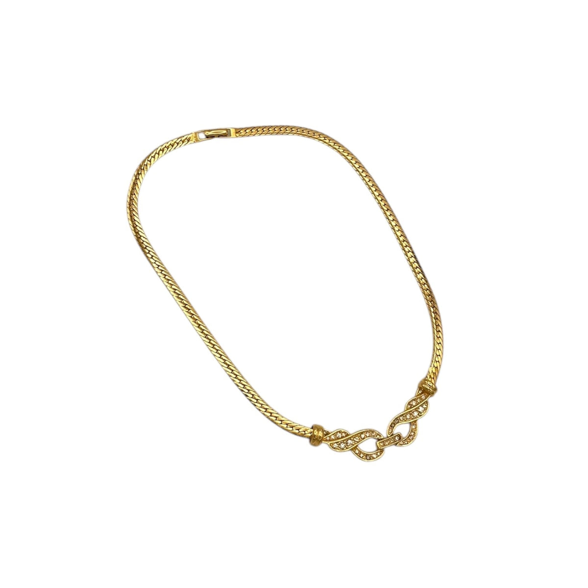 Necklaces & PendantsVintage Napier Gold Flat Curb Chain Rhinestone Necklace