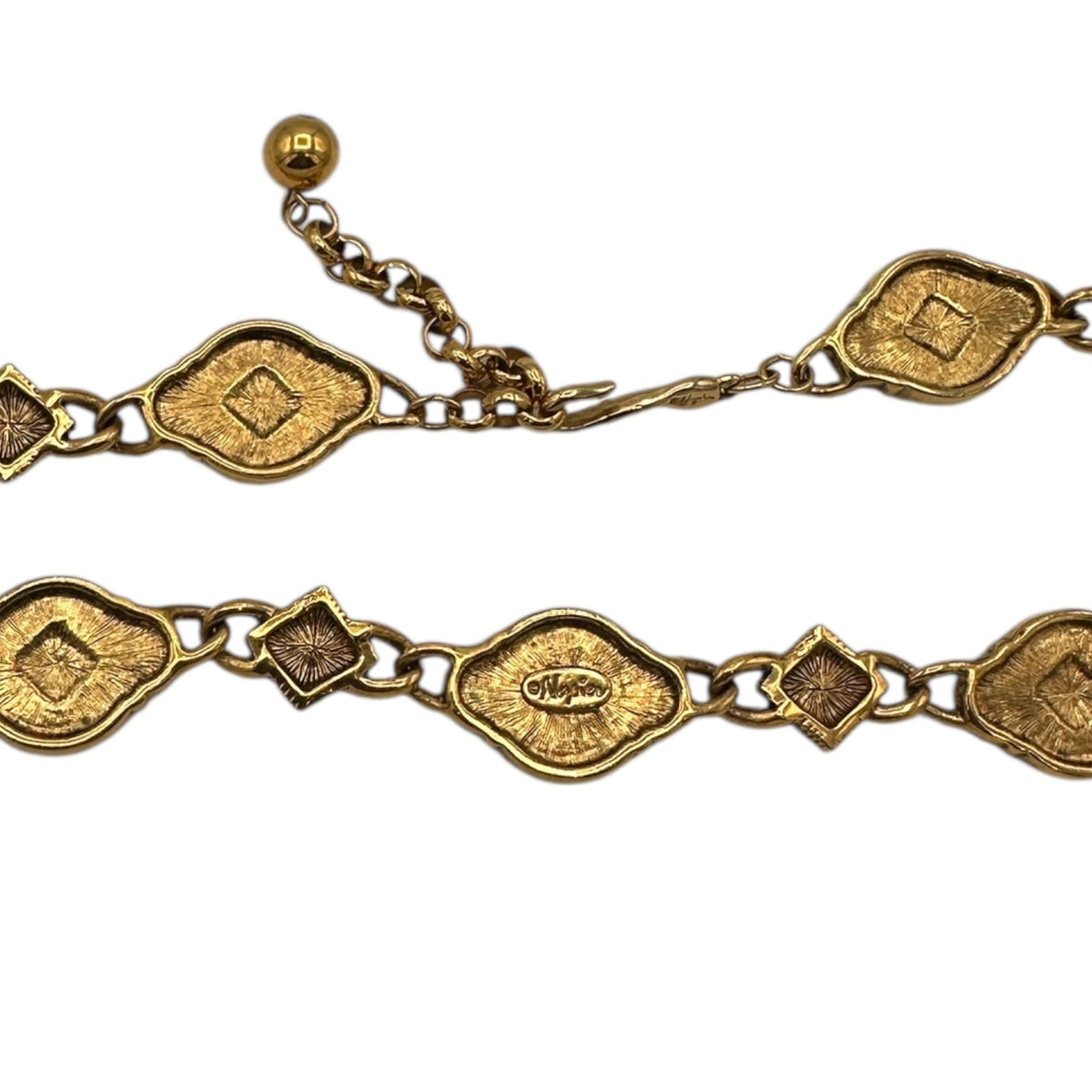 Necklaces & PendantsVintage Napier Gold Textured Linked Byzantium Style Statement Chain Necklace