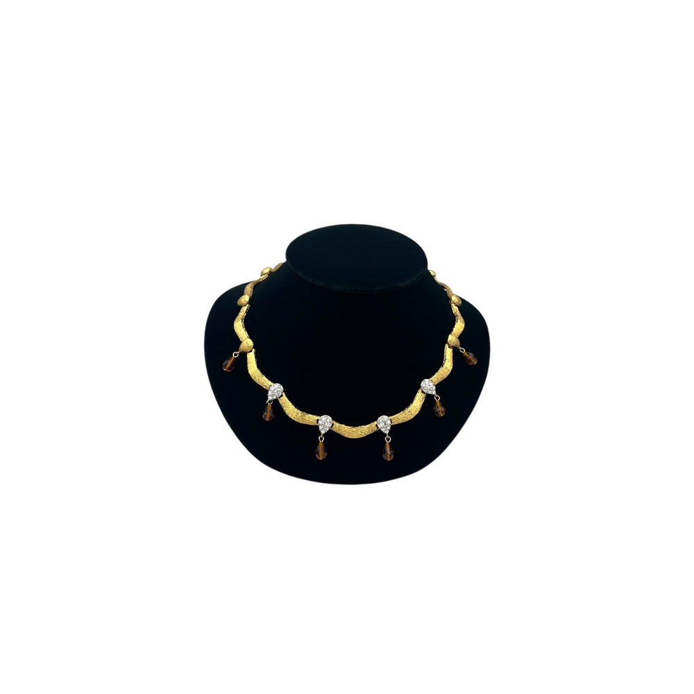 Necklaces & PendantsVintage Nolan Miller Scalloped Collar Necklace with Crystal and Glass Drops