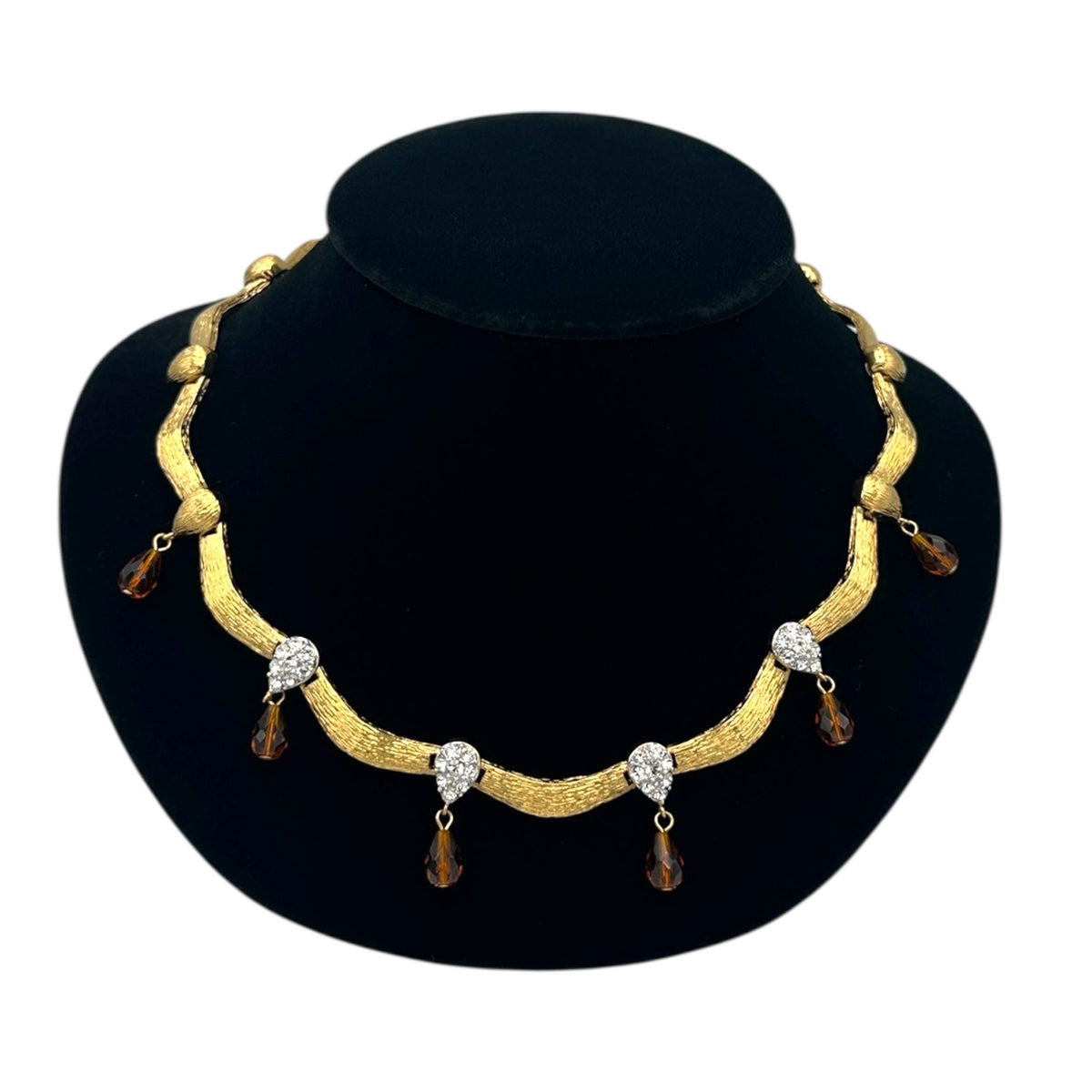 Necklaces & PendantsVintage Nolan Miller Scalloped Collar Necklace with Crystal and Glass Drops