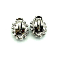 Vintage Oscar De La Renta Black Hematite Rhinestone Clip - On Earrings - 24 Wishes Vintage Jewelry