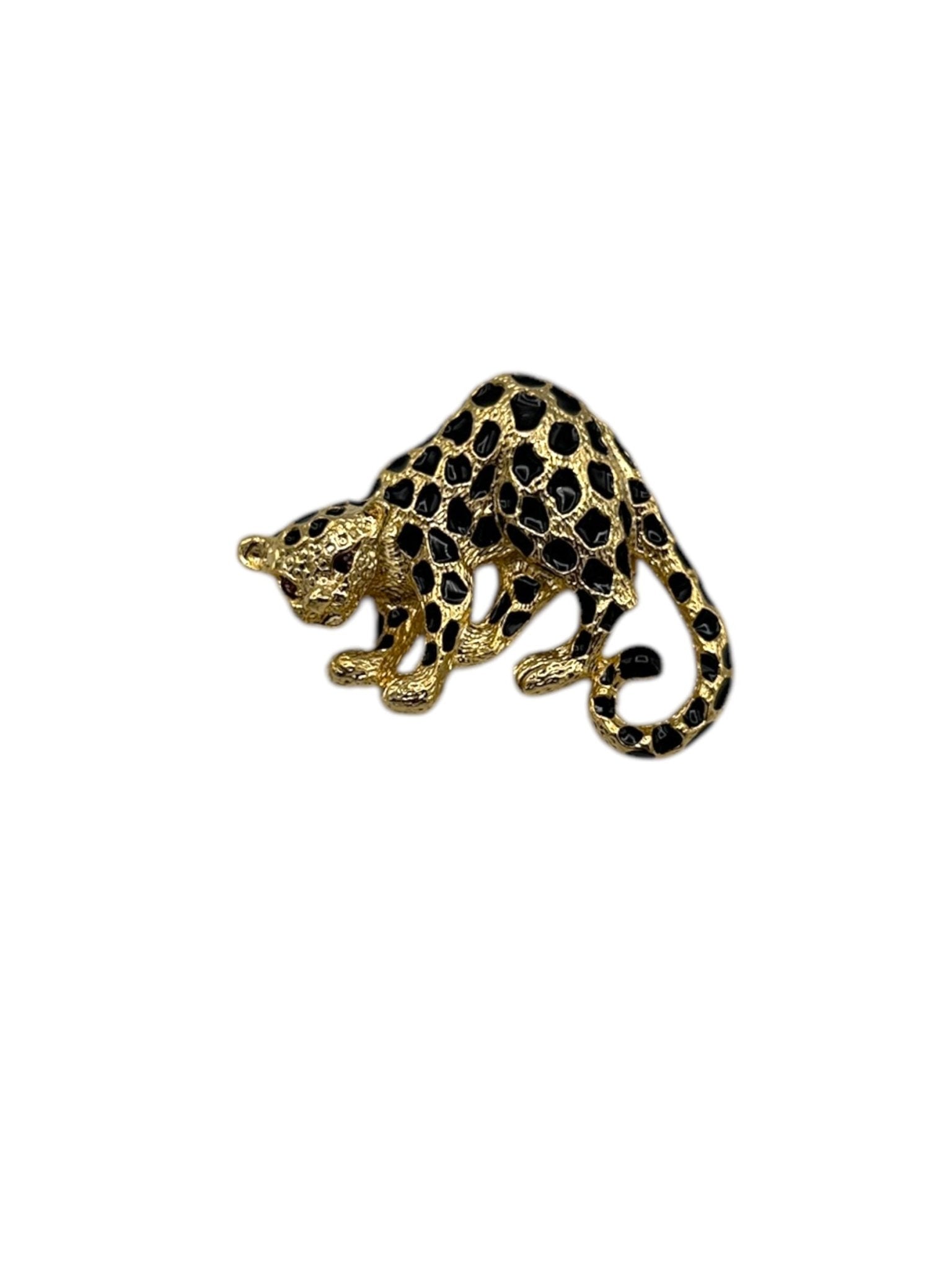Vintage Park Lane Gold Enamel Leopard Brooch - 24 Wishes Vintage