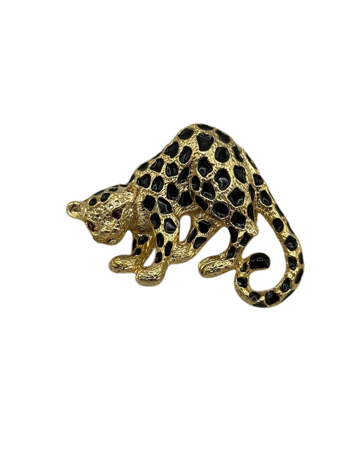 Vintage Park Lane Gold Enamel Leopard Brooch - 24 Wishes Vintage Jewelry