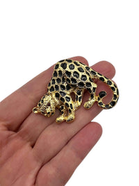 Vintage Park Lane Gold Enamel Leopard Brooch - 24 Wishes Vintage Jewelry