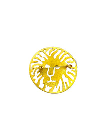 Vintage Petite Anne Klein Brush Gold Cutout Lion Logo Brooch - 24 Wishes Vintage Jewelry