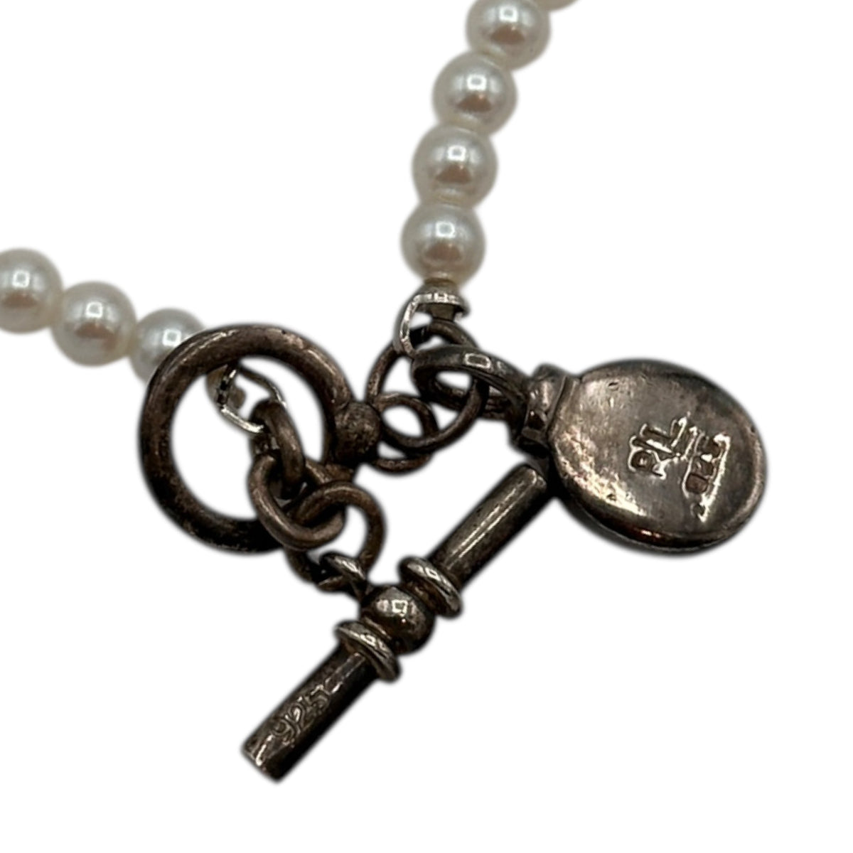 Necklaces & PendantsVintage Ralph Lauren Faux Pearl Necklace with Sterling Silver Toggle and Charm