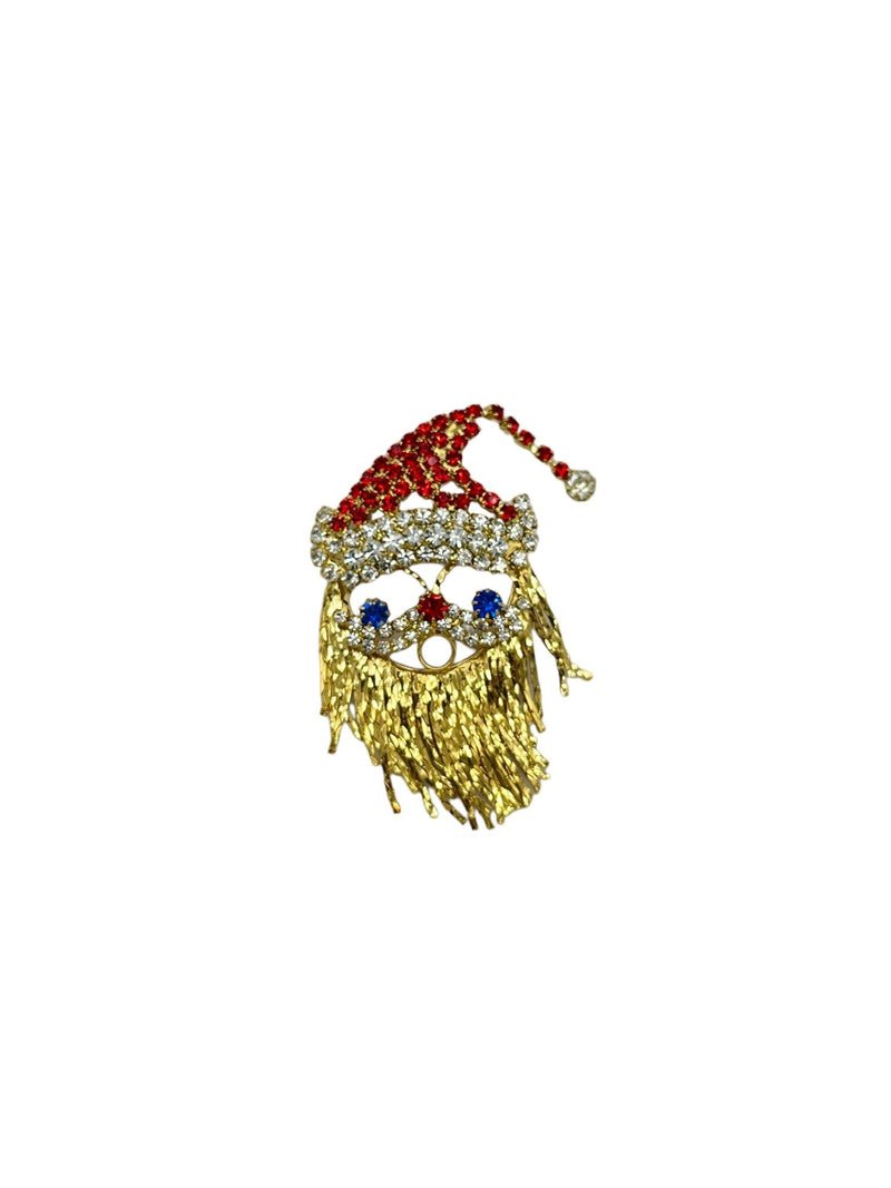 Vintage Rhinestone Santa Claus Brooch Brooch - 24 Wishes Vintage Jewelry