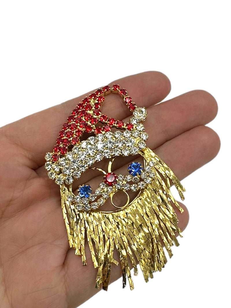 Vintage Rhinestone Santa Claus Brooch Brooch - 24 Wishes Vintage Jewelry