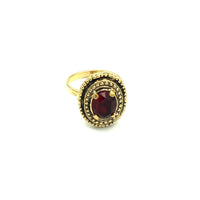 Vintage Sarah Coventry Ruby Red Victorian Inspired Cocktail Ring - 24 Wishes Vintage Jewelry