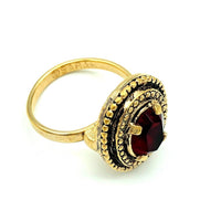 Vintage Sarah Coventry Ruby Red Victorian Inspired Cocktail Ring - 24 Wishes Vintage Jewelry