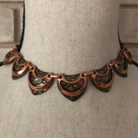 Vintage Scallop Copper Enamel Necklace - 24 Wishes Vintage Jewelry