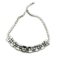 Vintage Silver Art Deco Style Diamante Collar Statement Necklace - 24 Wishes Vintage Jewelry