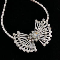 Vintage Silver Art Deco Style Diamante Starburst Pendant - 24 Wishes Vintage Jewelry