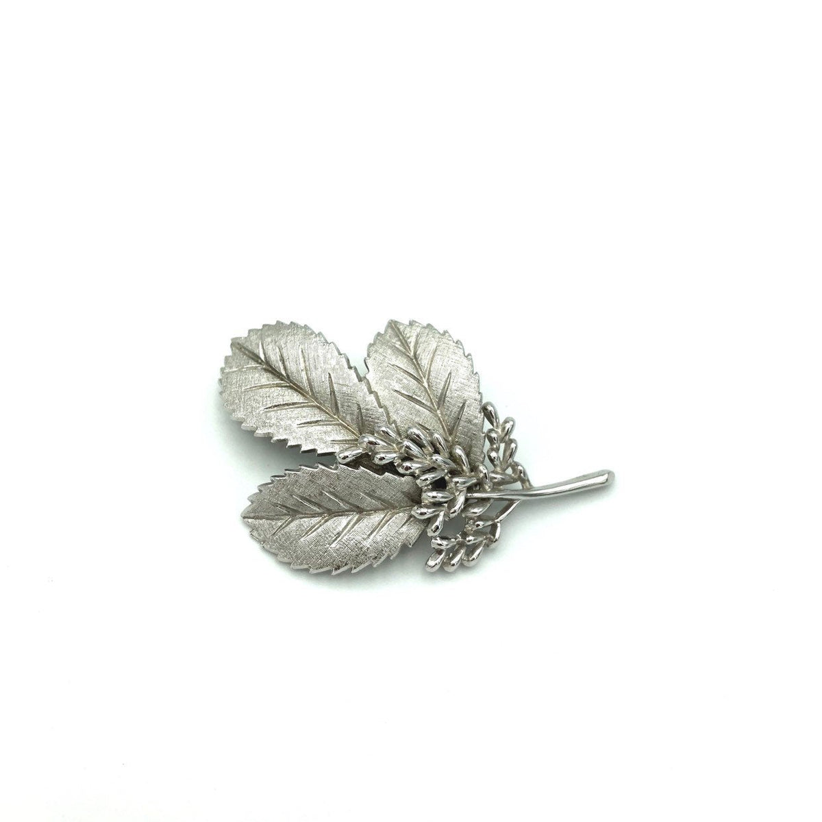 Vintage Silver Crown Trifari Holly Leaf Brooch - 24 Wishes Vintage Jewelry