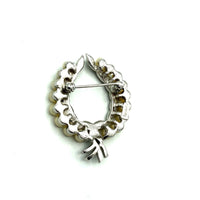 Vintage Silver Trifari Classic Laurels Wreath Pearl Brooch - 24 Wishes Vintage Jewelry