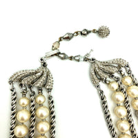 Vintage Silver Trifari Multi - Strand Layered Pearl Classic Necklace - 24 Wishes Vintage Jewelry