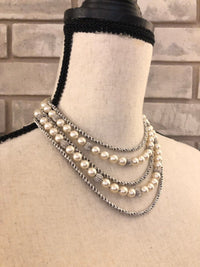 Vintage Silver Trifari Multi - Strand Layered Pearl Classic Necklace - 24 Wishes Vintage Jewelry