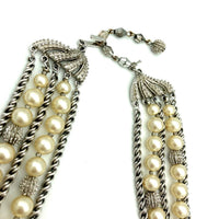 Vintage Silver Trifari Multi - Strand Layered Pearl Classic Necklace - 24 Wishes Vintage Jewelry