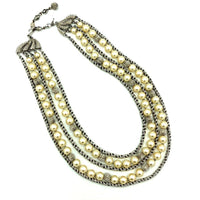 Vintage Silver Trifari Multi - Strand Layered Pearl Classic Necklace - 24 Wishes Vintage Jewelry