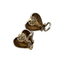 EarringsVintage Sterling Silver Puffy Heart Earrings with 14K Gold Swirl