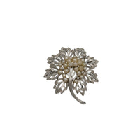 Brooches & PinsVintage Trifari 1960s Silver Plated Leaf Brooch with Faux Pearls