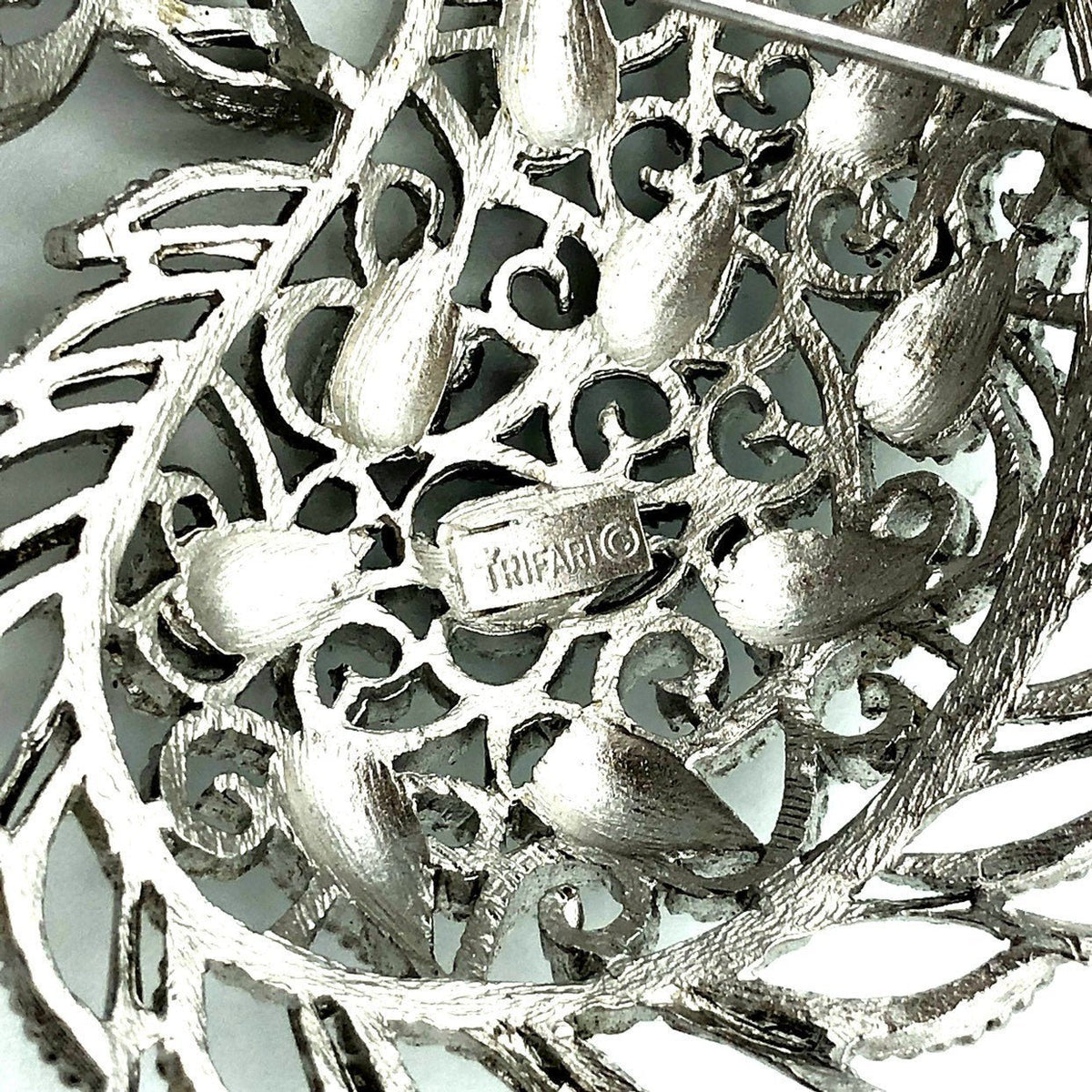 Vintage Trifari Classic Silver Paisley Brooch - 24 Wishes Vintage Jewelry