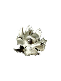 Vintage Trifari Classic Silver Texture Floral Rhinestone Brooch - 24 Wishes Vintage Jewelry