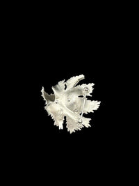 Vintage Trifari Classic Silver Texture Floral Rhinestone Brooch - 24 Wishes Vintage Jewelry