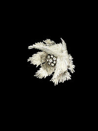 Vintage Trifari Classic Silver Texture Floral Rhinestone Brooch - 24 Wishes Vintage Jewelry