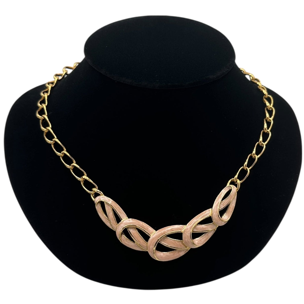 Necklaces & PendantsVintage Trifari Gold Chain Pink Enamel Ribbon Necklace 1980s Pendant