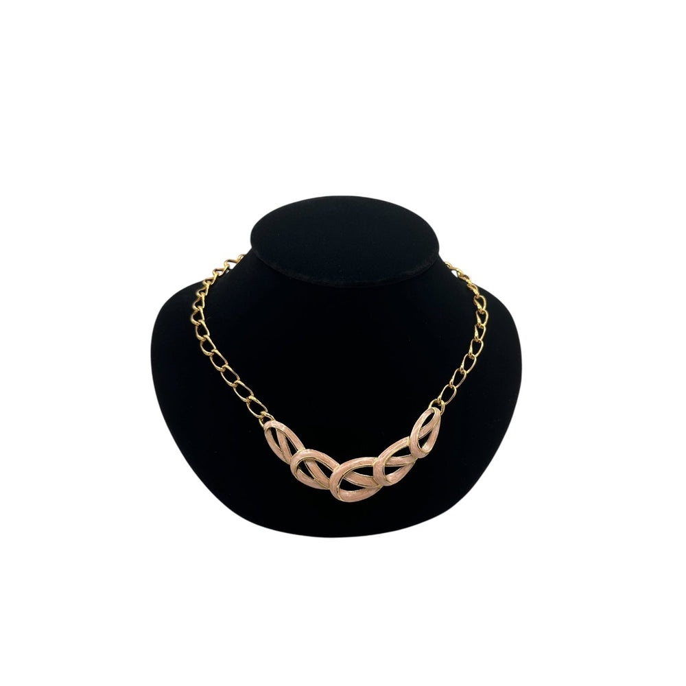 Necklaces & PendantsVintage Trifari Gold Chain Pink Enamel Ribbon Necklace 1980s Pendant