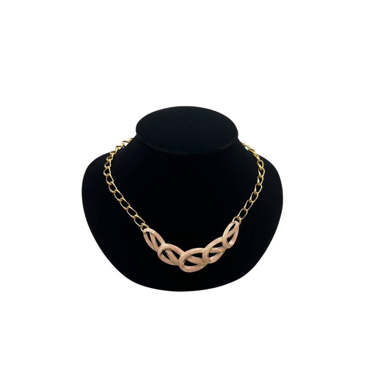 Necklaces & PendantsVintage Trifari Gold Chain Pink Enamel Ribbon Necklace 1980s Pendant