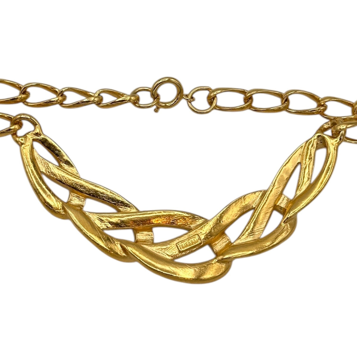 Necklaces & PendantsVintage Trifari Gold Chain Pink Enamel Ribbon Necklace 1980s Pendant