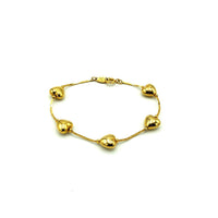 Vintage Trifari Gold Puffy Heart Station Chain Bracelet - 24 Wishes Vintage Jewelry