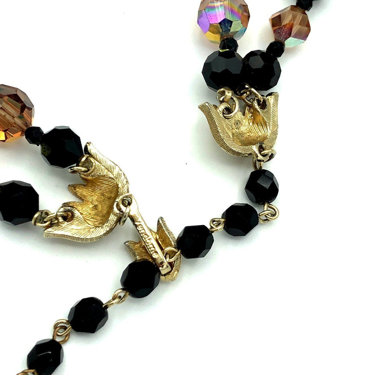 Vintage Vendome Black Crystal Bead Layered Necklace - 24 Wishes Vintage Jewelry