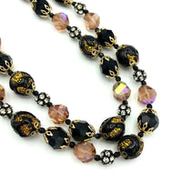 Vintage Vendome Black Crystal Bead Layered Necklace - 24 Wishes Vintage Jewelry